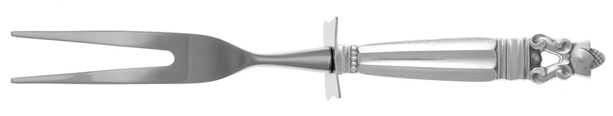 Acorn (Sterling, 1915) Carving Fork Small with Stainless Prongs HC by Georg Jensen (Denmark)-1