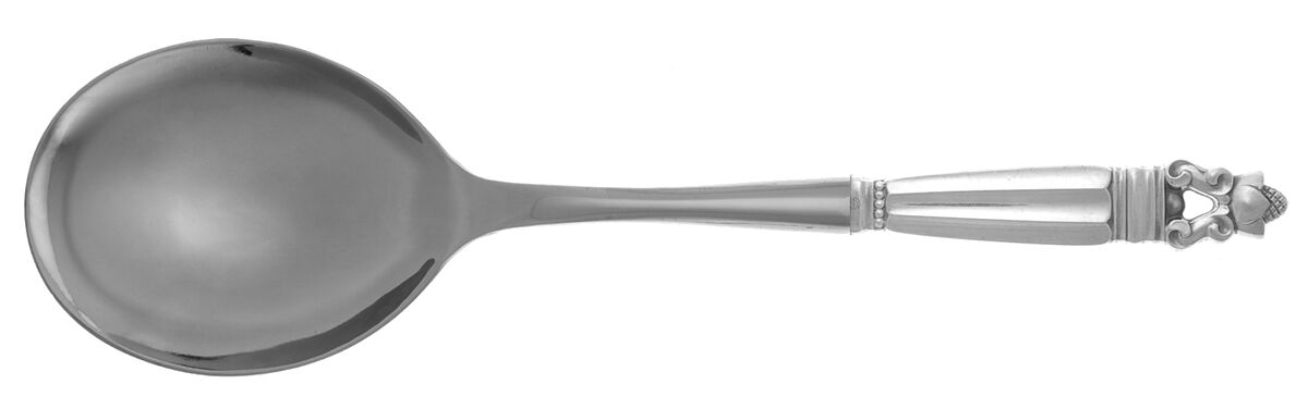 Acorn (Sterling, 1915) Casserole Spoon with Smooth Stainless Bowl HC by Georg Jensen (Denmark)-1