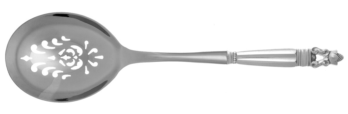 Acorn (Sterling, 1915) Casserole Spoon with Pierced Stainless Bowl HC by Georg Jensen (Denmark)-1