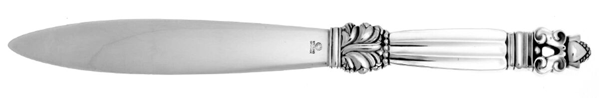 Acorn (Sterling, 1915) Large Letter Opener w/Hollow Handle&Sterling Blade by Georg Jensen (Denmark)-1