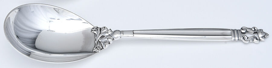 Acorn (Sterling, 1915) Medium Solid Serving Spoon by Georg Jensen (Denmark)-1