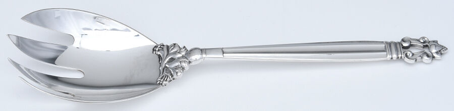 Acorn (Sterling, 1915) Medium Solid Serving Fork by Georg Jensen (Denmark)-1