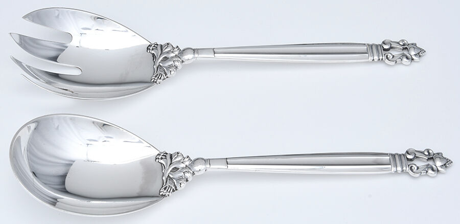 Acorn (Sterling, 1915) Medium Solid Serving Set by Georg Jensen (Denmark)-1