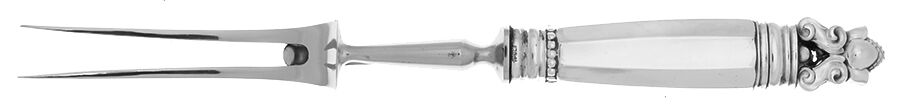 Acorn (Sterling, 1915) Large Stainless-Prong Roast Carving Fork by Georg Jensen (Denmark)-1
