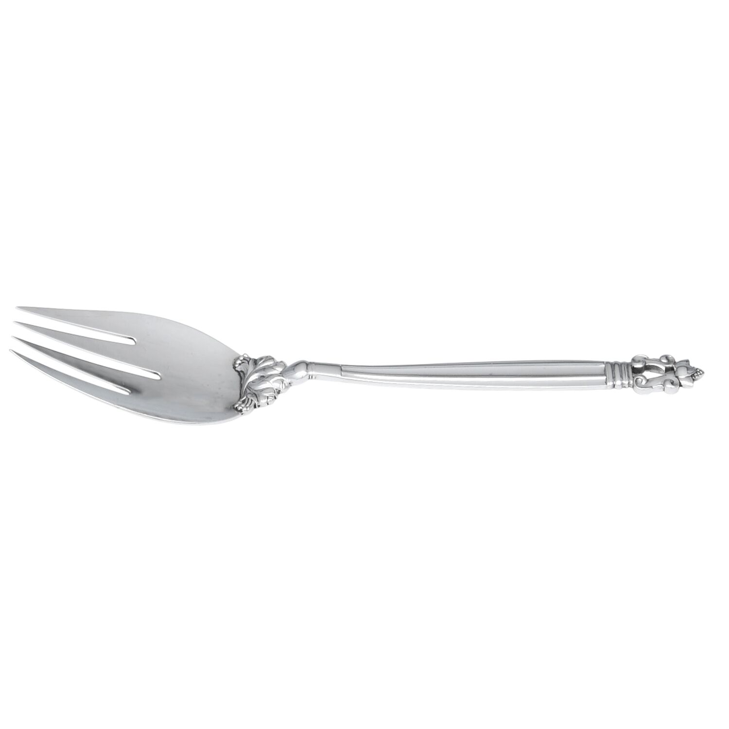 Acorn (Sterling, 1915) Vegetable Serving Fork (Solid) by Georg Jensen (Denmark)-1