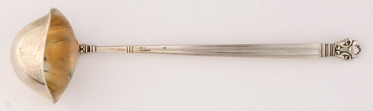 Acorn (Sterling, 1915) Small Gravy Ladle, Solid Piece by Georg Jensen (Denmark)-1