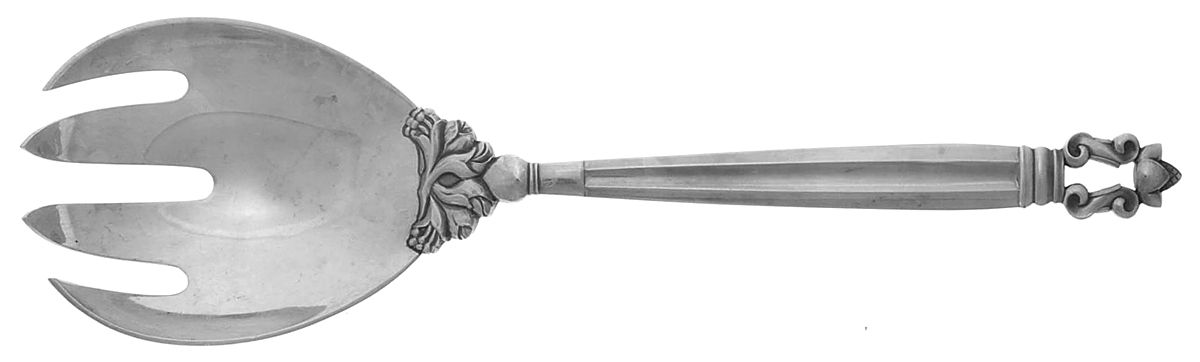 Acorn (Sterling, 1915) Large Solid Serving Fork by Georg Jensen (Denmark)-1
