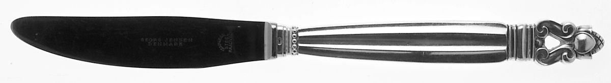 Acorn (Sterling, 1915) Long Handle Modern Dinner Knife by Georg Jensen (Denmark)-1