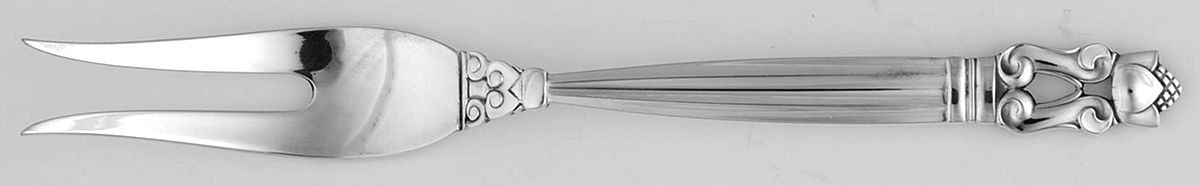 Acorn (Sterling, 1915) 2 Tine Small Cold Cut Fork by Georg Jensen (Denmark)-1