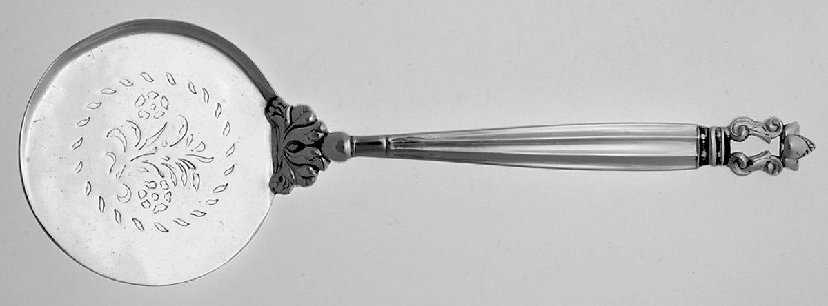 Acorn (Sterling, 1915) Solid Chased Pie Serving Spoon by Georg Jensen (Denmark)-1