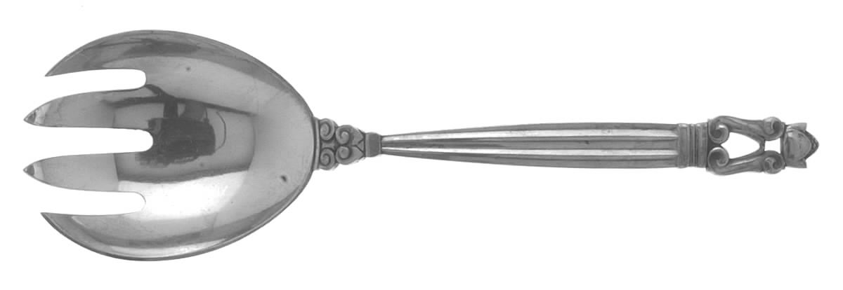 Acorn (Sterling, 1915) Small Solid Serving Fork by Georg Jensen (Denmark)-1