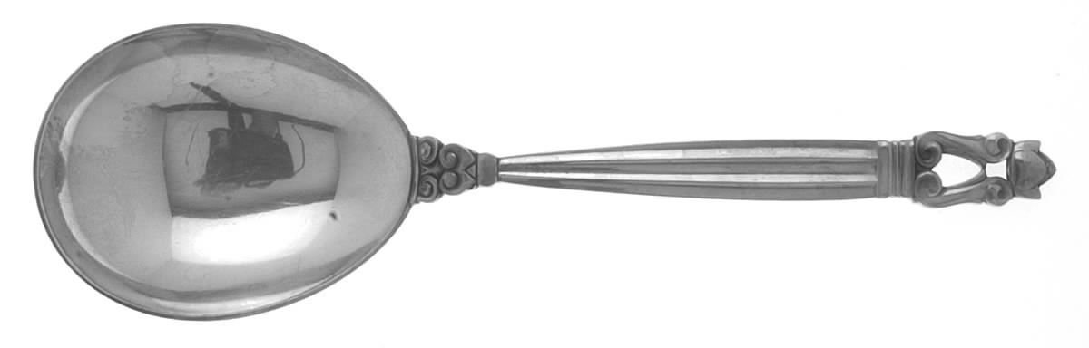 Acorn (Sterling, 1915) Small Solid Serving Spoon by Georg Jensen (Denmark)-1