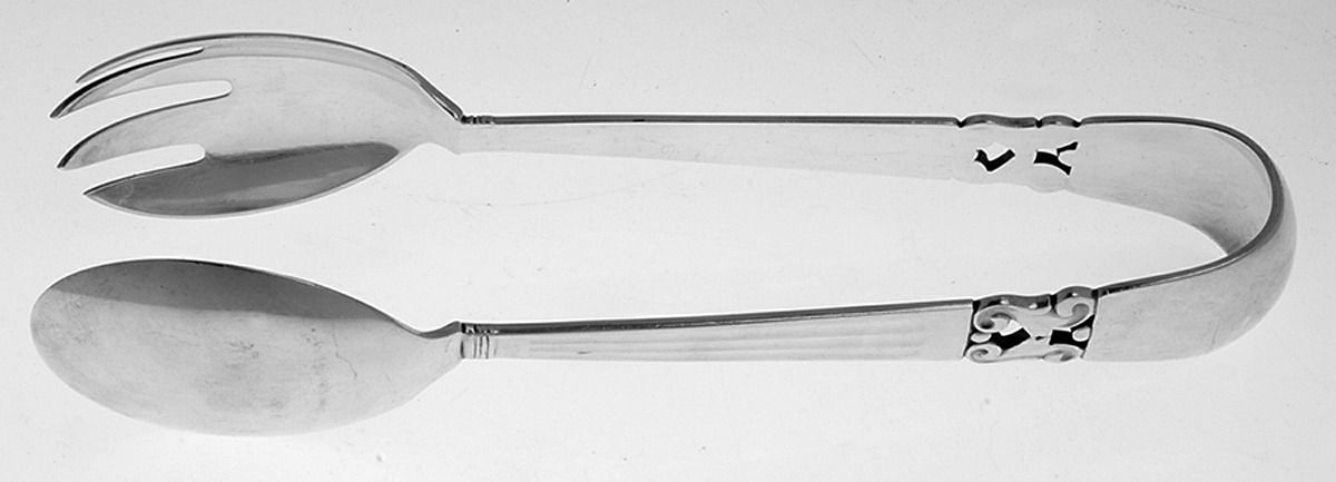 Acorn (Sterling, 1915) 1-Piece Salad Tongs by Georg Jensen (Denmark)-1