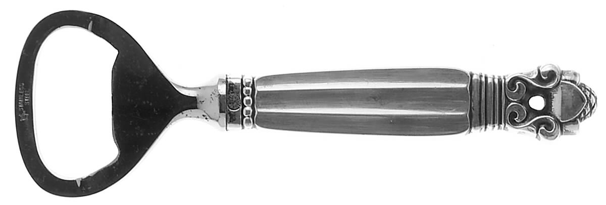 Acorn (Sterling, 1915) Bottle Opener with Stainless Bowl by Georg Jensen (Denmark)-1