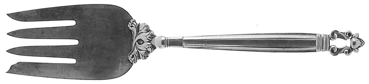 Acorn (Sterling, 1915) Large 4-Tine Cold Meat Serving Fork by Georg Jensen (Denmark)-1