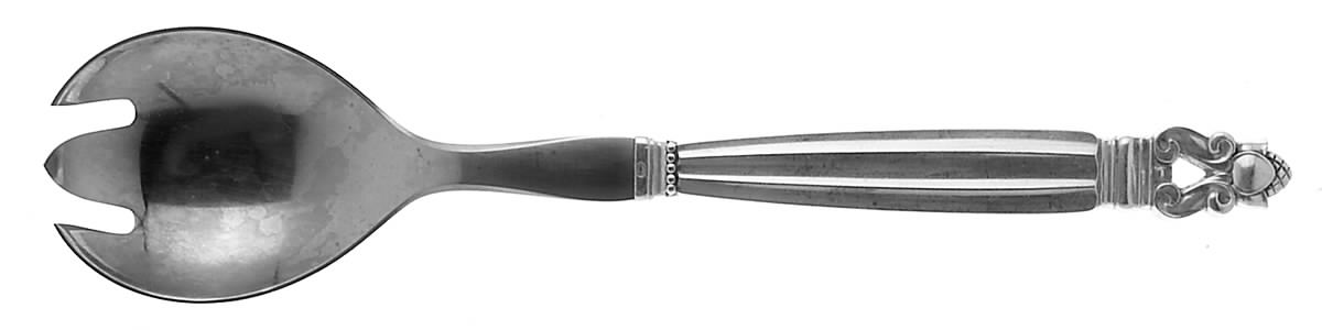 Acorn (Sterling, 1915) Salad Serving Fork with Stainless Prongs by Georg Jensen (Denmark)-1