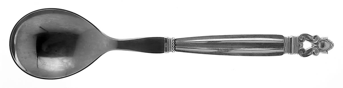 Acorn (Sterling, 1915) Salad Servng Spoon with Stainless Bowl by Georg Jensen (Denmark)-1