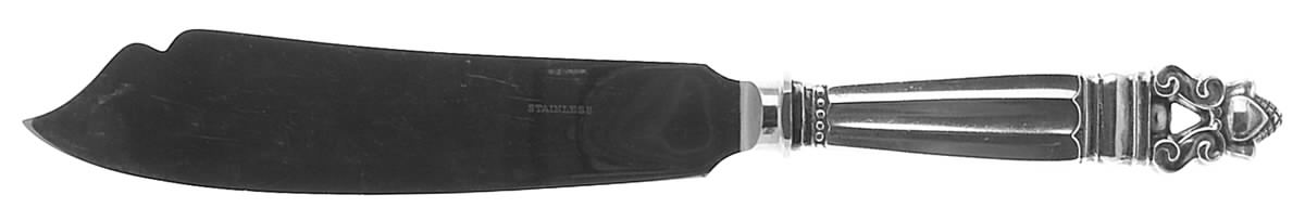 Acorn (Sterling, 1915) Cake Knife with Stainless Blade by Georg Jensen (Denmark)-1