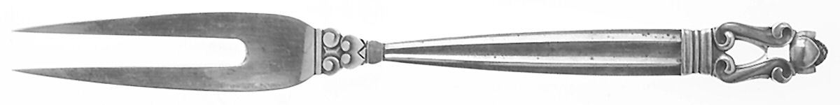 Acorn (Sterling, 1915) Medium 2-Tine Cold Meat Serving Fork by Georg Jensen (Denmark)-1