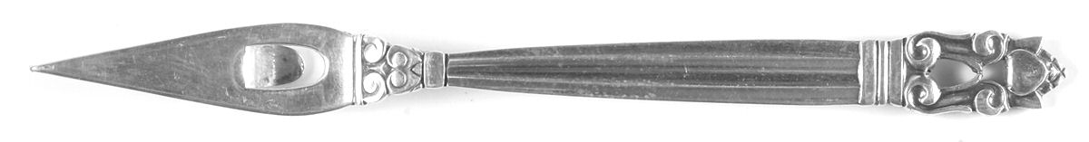 Acorn (Sterling, 1915) Individual Solid Pierced Cocktail Pick by Georg Jensen (Denmark)-1