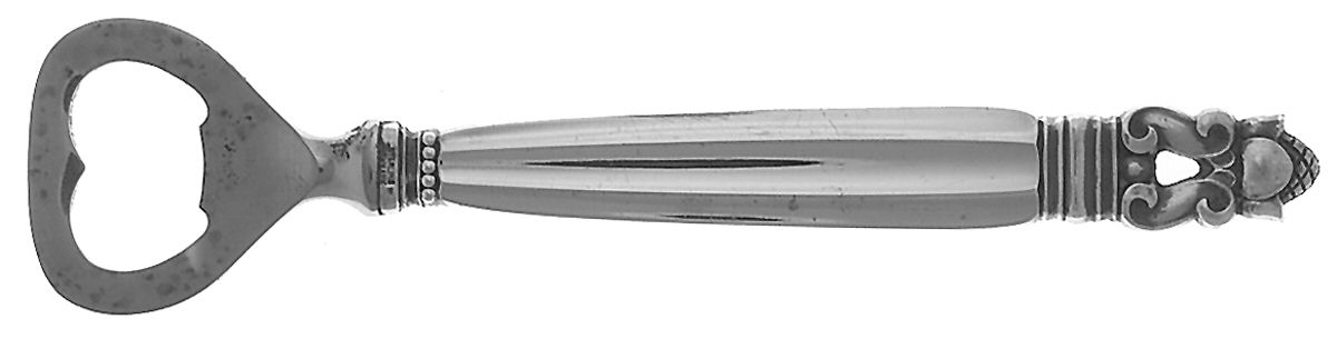 Acorn (Sterling, 1915) Large Bottle Opener with Stainless Bowl by Georg Jensen (Denmark)-1