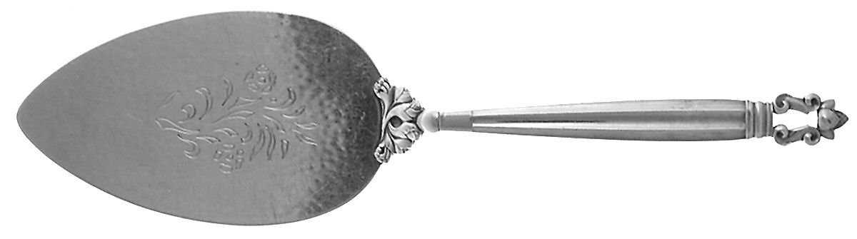 Acorn (Sterling, 1915) Large Cake Server Solid Piece by Georg Jensen (Denmark)-1