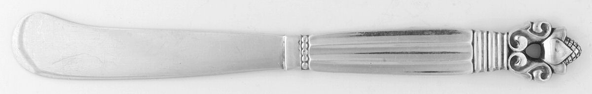 Acorn (Sterling, 1915) Large Solid Hollow Handle Paddle Butter Spreader by Georg Jensen (Denmark)-1