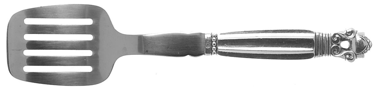 Acorn (Sterling, 1915) Herring-Sardine Serving Fork Stainless Tines by Georg Jensen (Denmark)-1