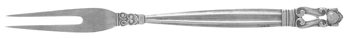 Acorn (Sterling, 1915) 2-Tine Cold Cut Serving Fork by Georg Jensen (Denmark)-1