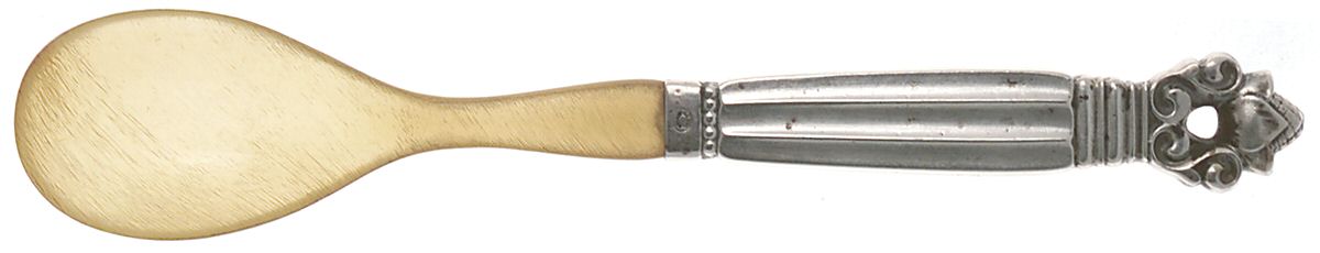 Acorn (Sterling, 1915) Relish Spoon with Horn Bowl by Georg Jensen (Denmark)-1