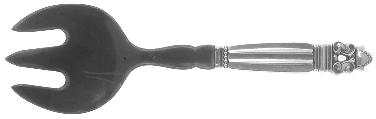 Acorn (Sterling, 1915) Relish Fork with Horn Tines by Georg Jensen (Denmark)-1