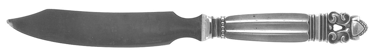 Acorn (Sterling, 1915) Cheese Knife with Stainless Blade by Georg Jensen (Denmark)-1