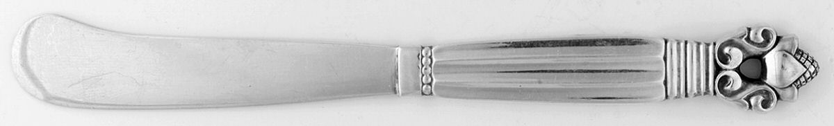 Acorn (Sterling, 1915) Hollow Handle Paddle Butter Spreader (Solid) by Georg Jensen (Denmark)-1