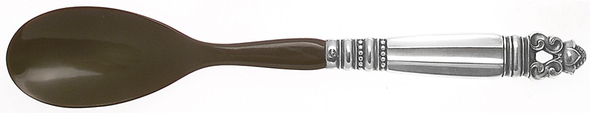 Acorn (Sterling, 1915) Salad Serving Spoon with Horn Bowl by Georg Jensen (Denmark)-1