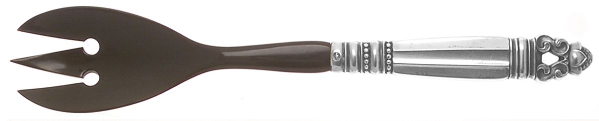 Acorn (Sterling, 1915) Salad Serving Fork with Horn Tines by Georg Jensen (Denmark)-1