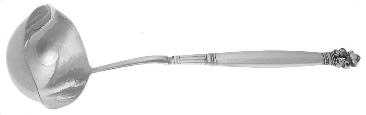 Acorn (Sterling, 1915) Large Solid Soup Ladle by Georg Jensen (Denmark)-1