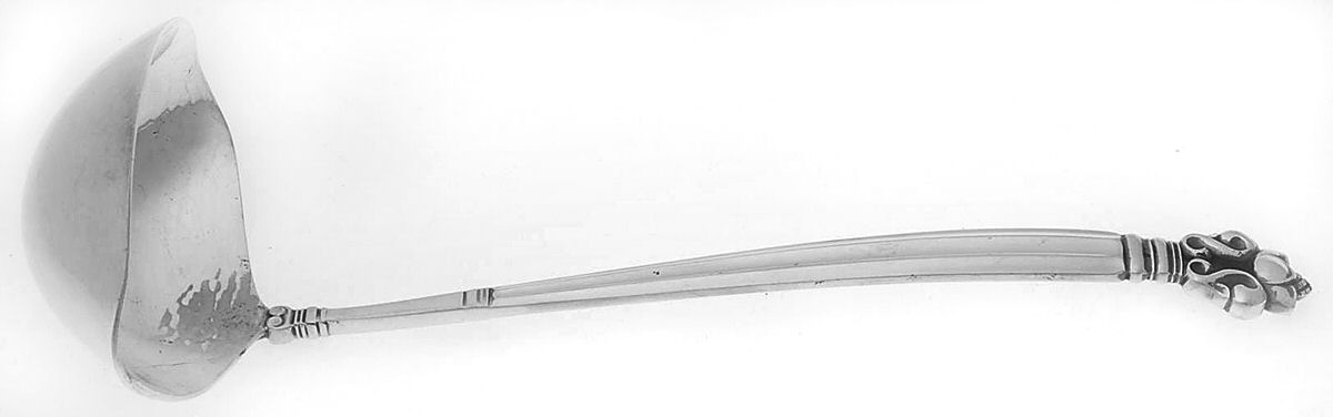 Acorn (Sterling, 1915) Large Gravy Ladle, Solid Piece by Georg Jensen (Denmark)-1