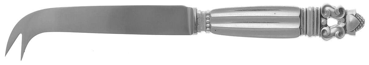 Acorn (Sterling, 1915) Cheese/Bar Knife Hollow Handle 2 Prong by Georg Jensen (Denmark)-1