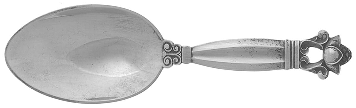Acorn (Sterling, 1915) Straight Handle Baby Spoon by Georg Jensen (Denmark)-1
