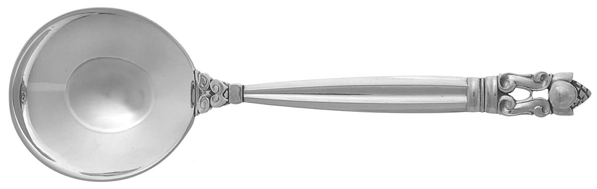 Acorn (Sterling, 1915) Round Bowl Soup Spoon (Bouillon) by Georg Jensen (Denmark)-1