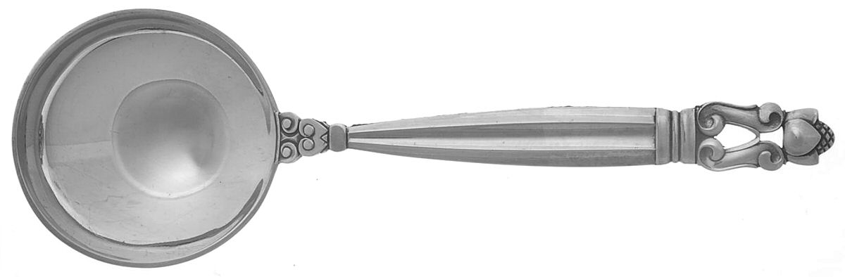 Acorn (Sterling, 1915) Large Round Bowl Soup Spoon (Bouillon) by Georg Jensen (Denmark)-1