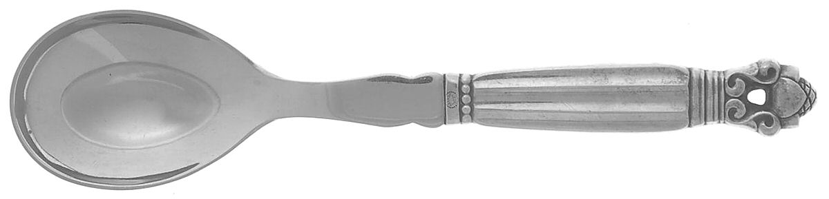 Acorn (Sterling, 1915) Salad Serving Spoon Stainless Bowl Small by Georg Jensen (Denmark)-1