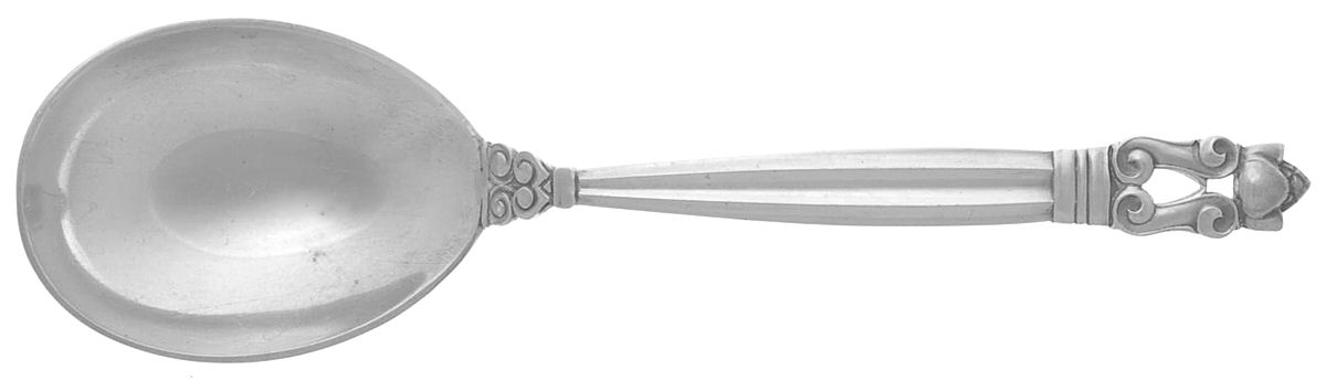 Acorn (Sterling, 1915) Solid Compote Serving Spoon by Georg Jensen (Denmark)-1
