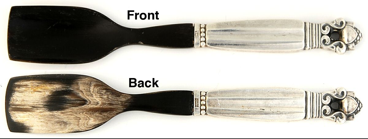 Acorn (Sterling, 1915) Caviar Shovel with Horn Bowl by Georg Jensen (Denmark)-1