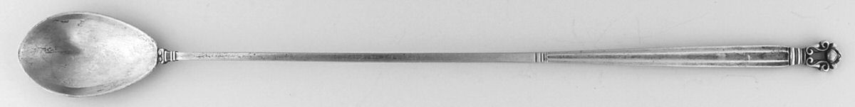 Acorn (Sterling, 1915) Large Solid Drink Mixing Spoon by Georg Jensen (Denmark)-1