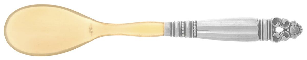 Acorn (Sterling, 1915) Salad Serving Spoon with Horn Bowl by Georg Jensen (Denmark)-1