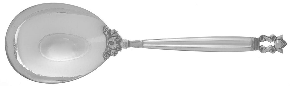 Acorn (Sterling, 1915) Large Solid Serving Spoon by Georg Jensen (Denmark)-1