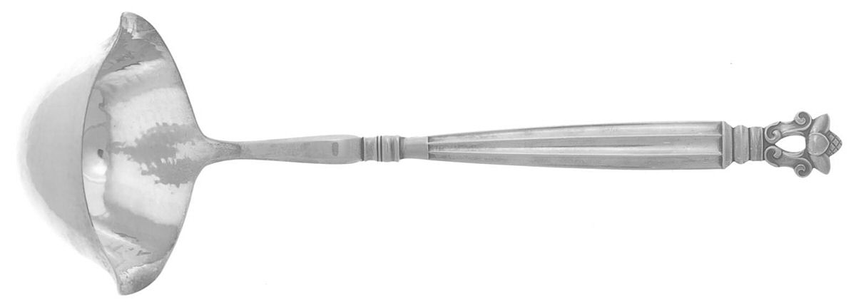 Acorn (Sterling, 1915) Small Solid Soup Ladle by Georg Jensen (Denmark)-1
