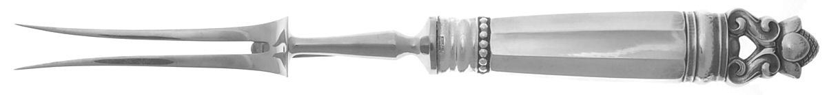Acorn (Sterling, 1915) Large Stainless-Prong Roast Carving Fork by Georg Jensen (Denmark)-1