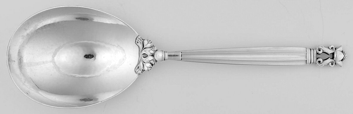 Acorn (Sterling, 1915) Solid Rice/Potato Spoon by Georg Jensen (Denmark)-1